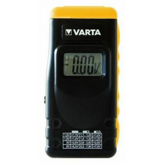 Comprobadores de pilas - POWERY Varta Tester de Pilas 00891 con Display LCD para Pilas, Pilas Recargables y Pilas de Botón