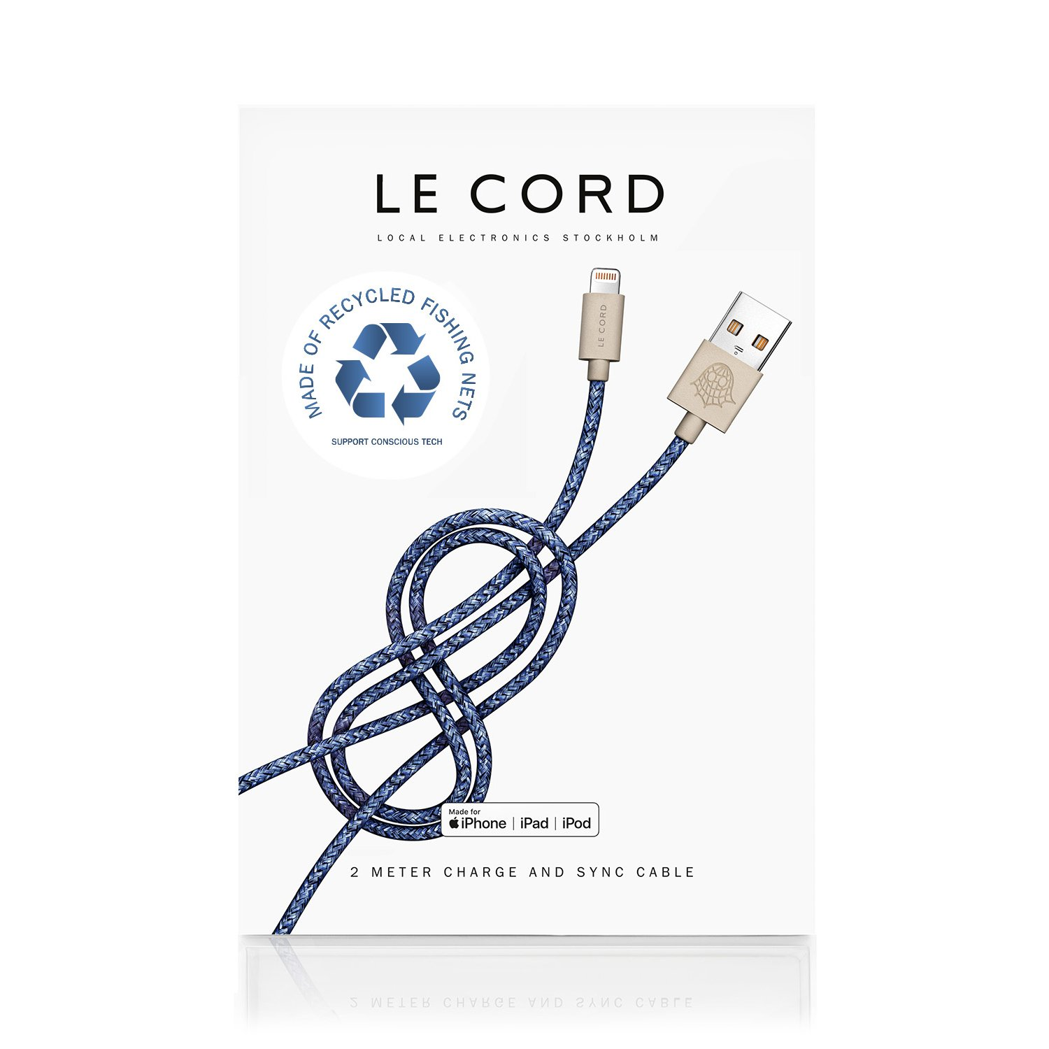 Kabel Lightning Bleu LE iPhone CORD recyceltes