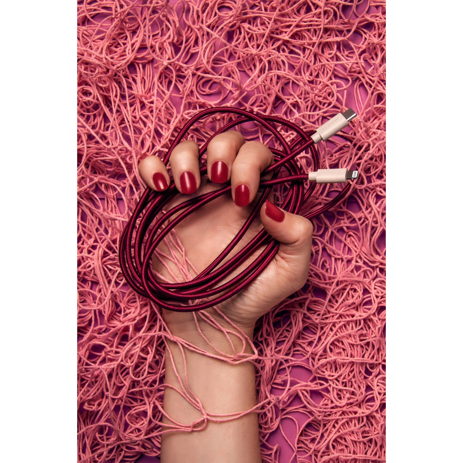 Lightning CORD Kabel recyceltes Plum iPhone LE