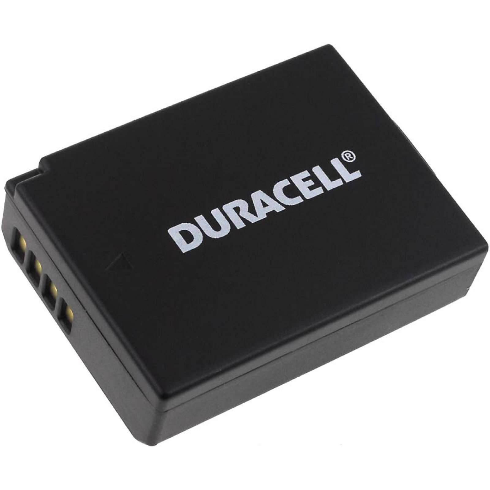 Batería Duracell negra, logo Duracell blanco.