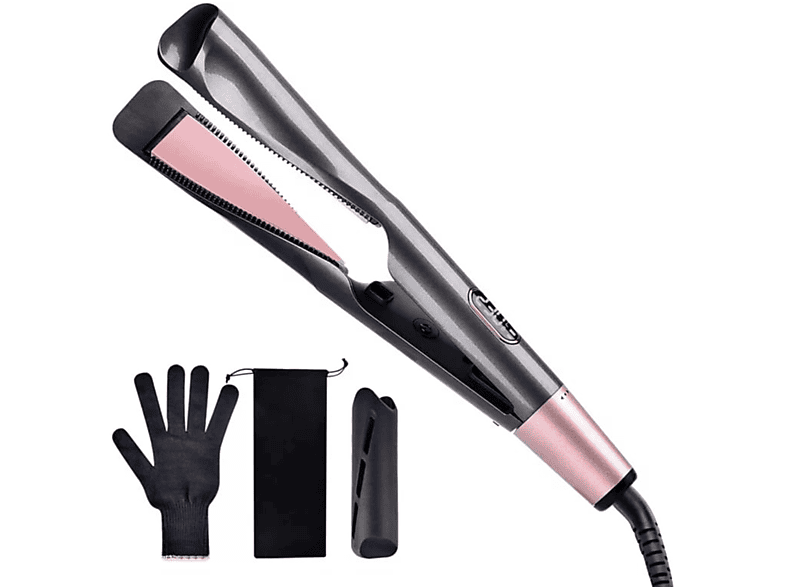 Plancha de pelo curva 2 en 1 y rizadora Curl Straight INGGAN 2290 Cer mica 240 V 230 C Negro