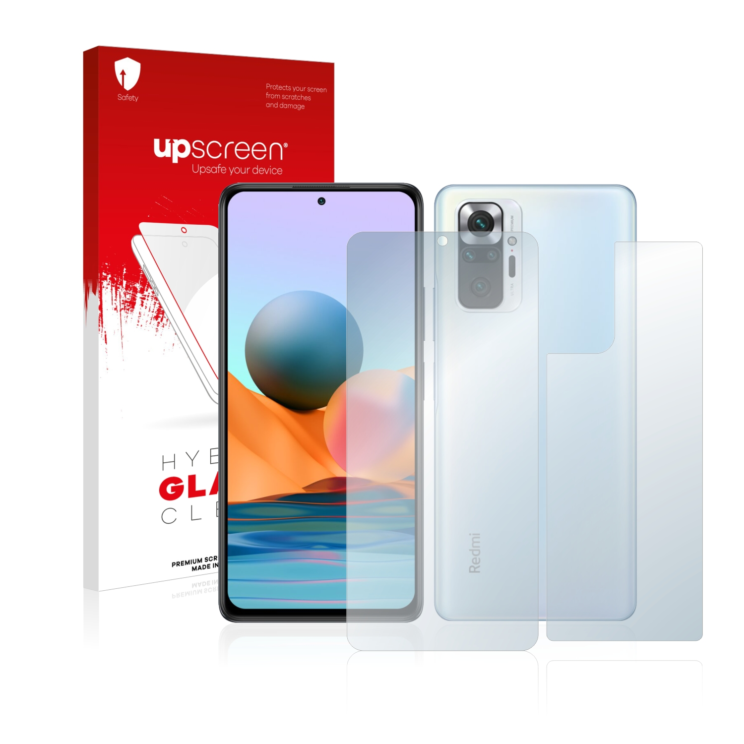 + 10 (Vorder klar Note Redmi Rückseite)) Panzerglasfolie UPSCREEN Displayschutz(für Xiaomi Schutzglas