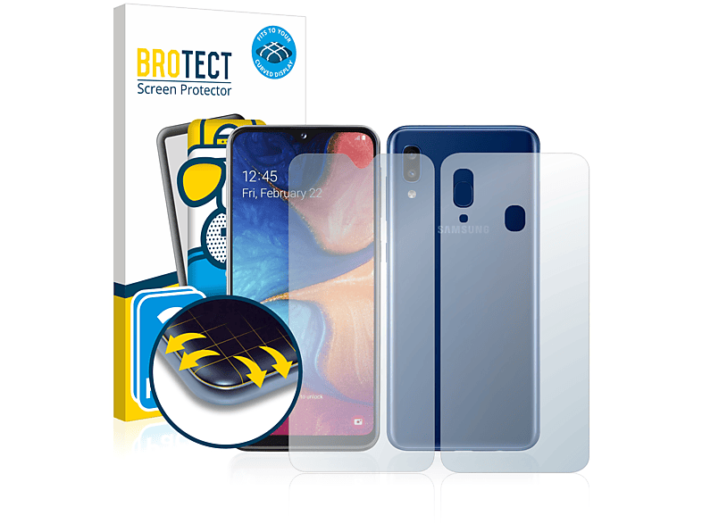 BROTECT 2x Flex 3D Full-Cover Samsung Galaxy Schutzfolie(für A20e) matt Curved