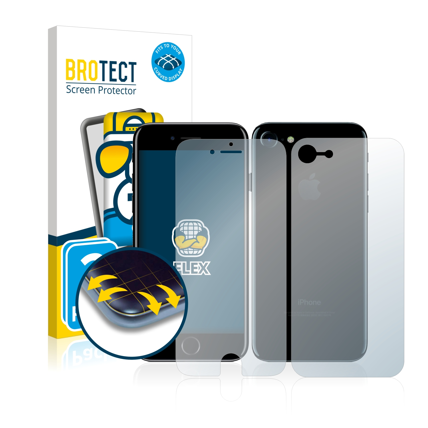 BROTECT 2x 3D Full-Cover iPhone Apple 7) Schutzfolie(für Curved Flex