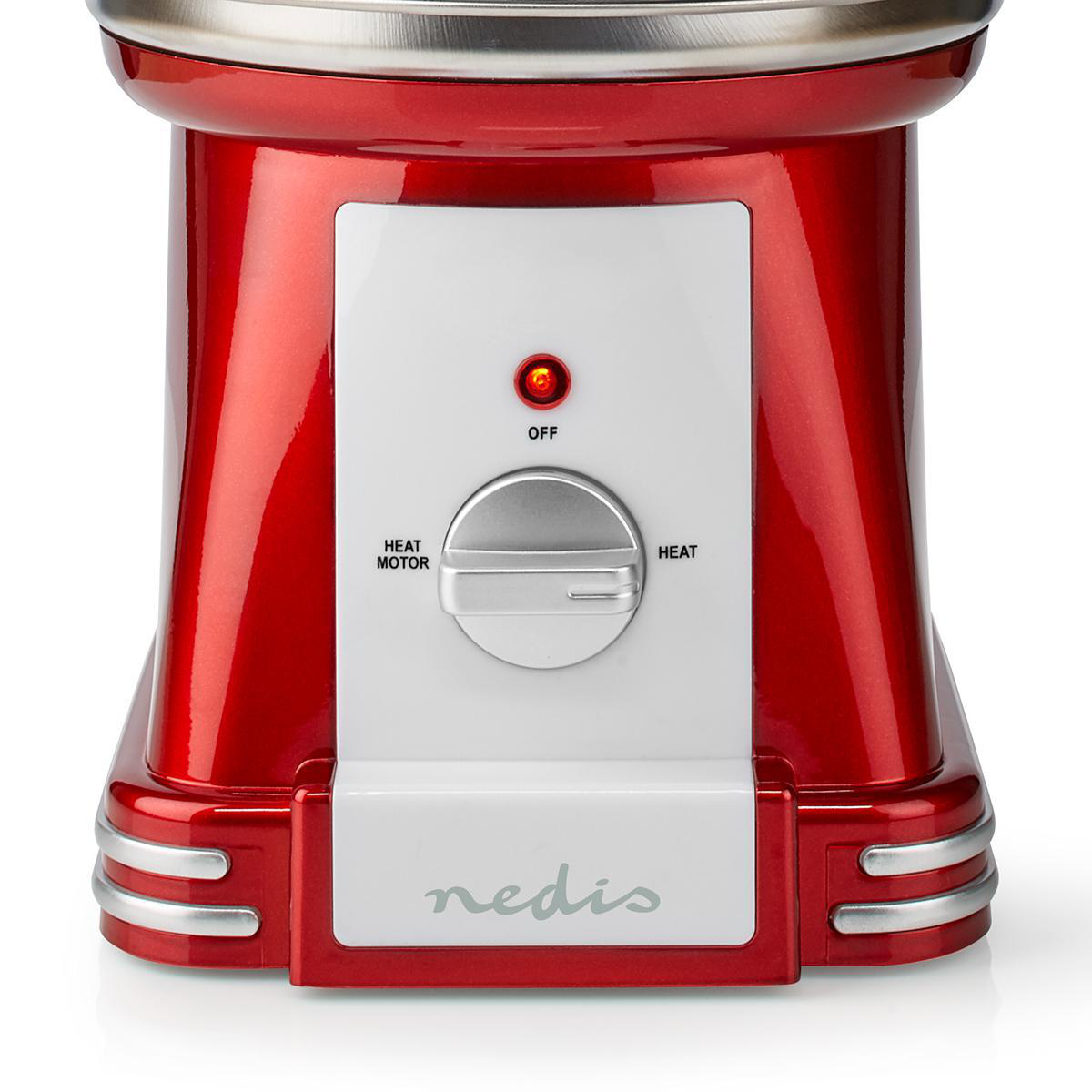Pannello di controllo rosso in stile retrò con quadrante ed etichette 'Heat'.