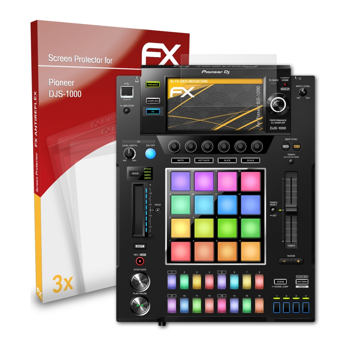 ATFOLIX 3x Pioneer Displayschutz(für DJS-1000) FX-Antireflex