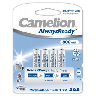 Pilas recargables - CAMELION Camelion Pila Recargable HR03 Micro AAA AlwaysReady, Ni-MH Blister 4uds. 800mAh