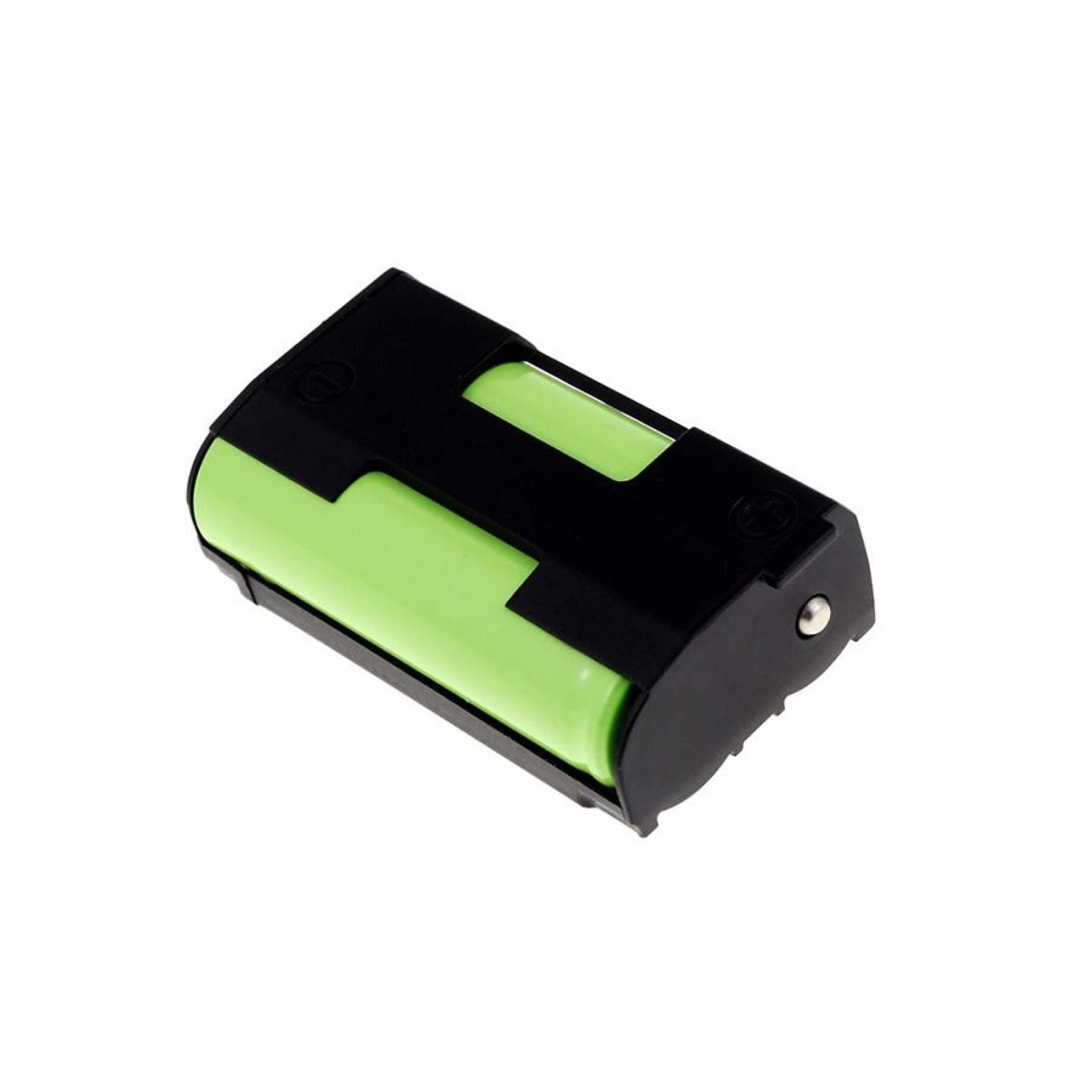 Batería rectangular verde con bordes negros.