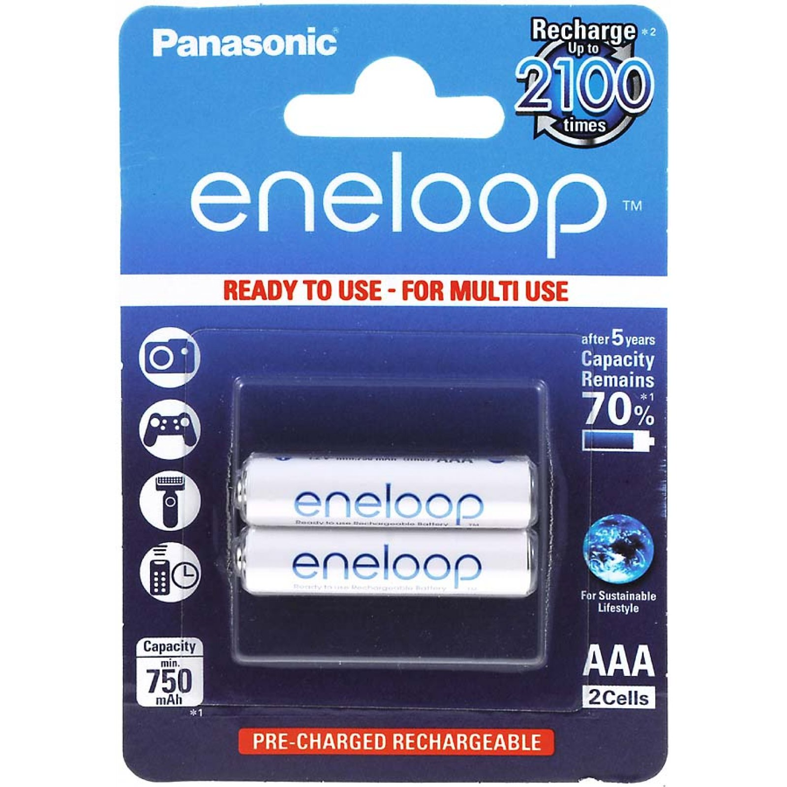 Panasonic Eneloop Pila recarg. aaa blister 2uds. bk4mcce2be bk4mcce2