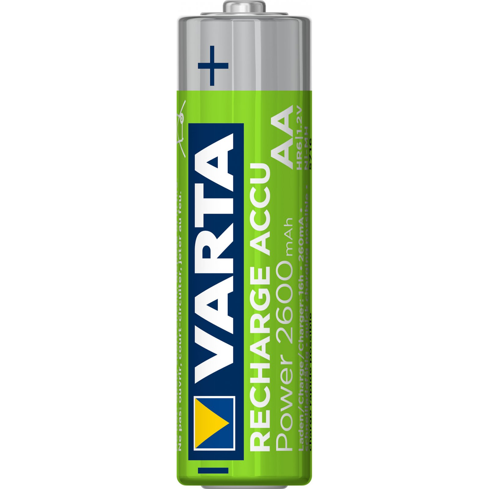 Pila AA verde Varta. Es una batería recargable.