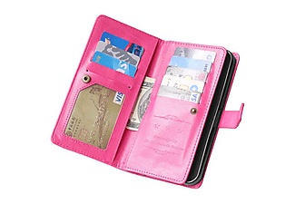 CASEONLINE Doppeltflip 9-karten, Bookcover, Huawei, Y6 2017, Pink