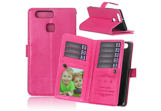 CASEONLINE Doppeltflip 9-karten - Pink, Bookcover, Huawei, P9, Multicolor