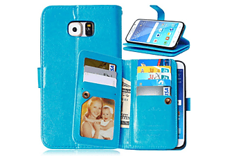 CASEONLINE Doppeltflip 9-karten - Hellblau, Bookcover, Samsung, Galaxy S6, Multicolor