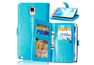 CASEONLINE Doppeltflip 9-karten - Hellblau, Bookcover, Samsung, Galaxy Note 3, Multicolor