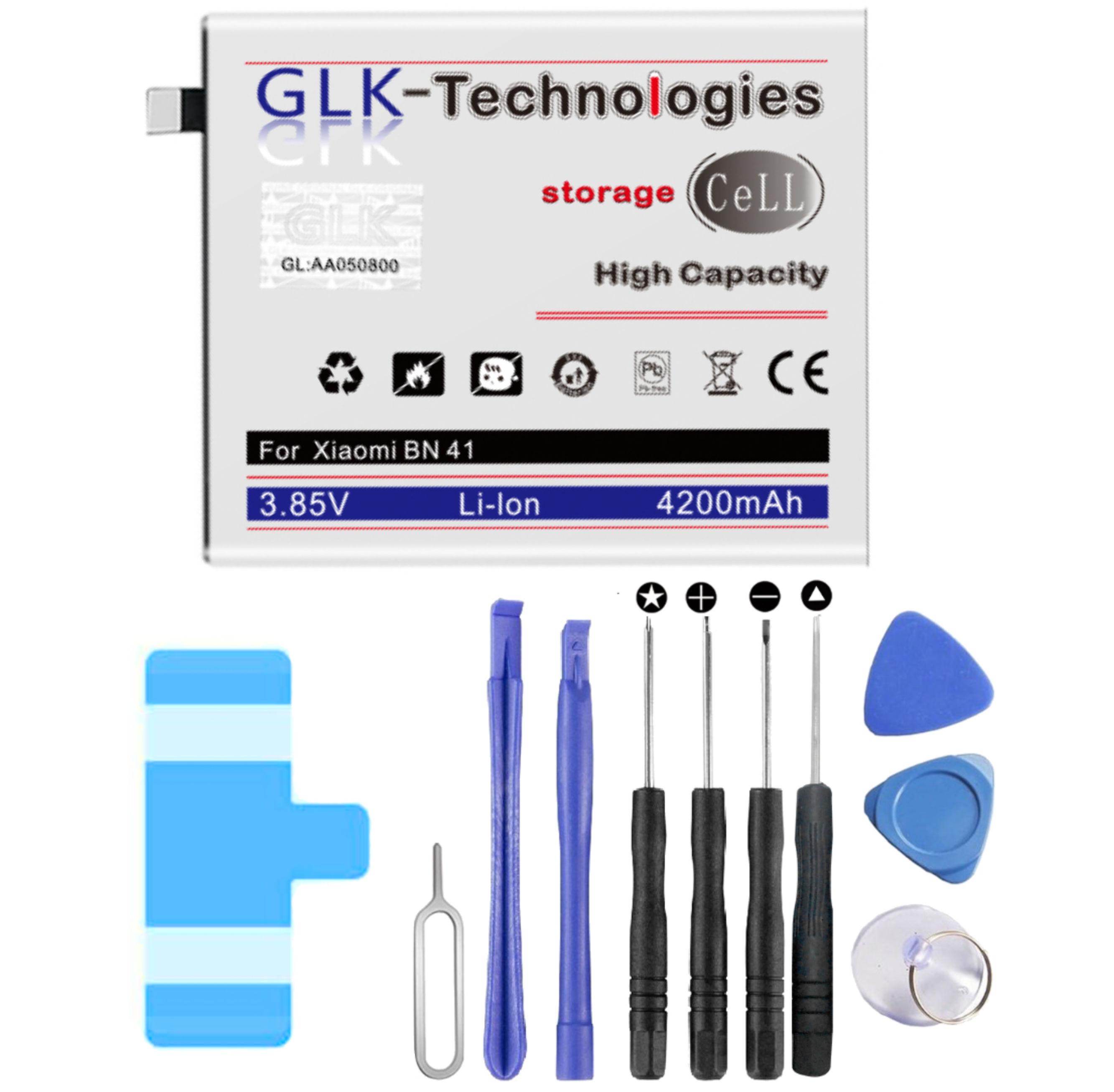 GLK-TECHNOLOGIES High Power Ersatz Akku inkl. Werkzeug Redmi 4 Smartphone Akku Xiaomi mAh Battery 4280 Li-Ion Ersatz für BN41 Note