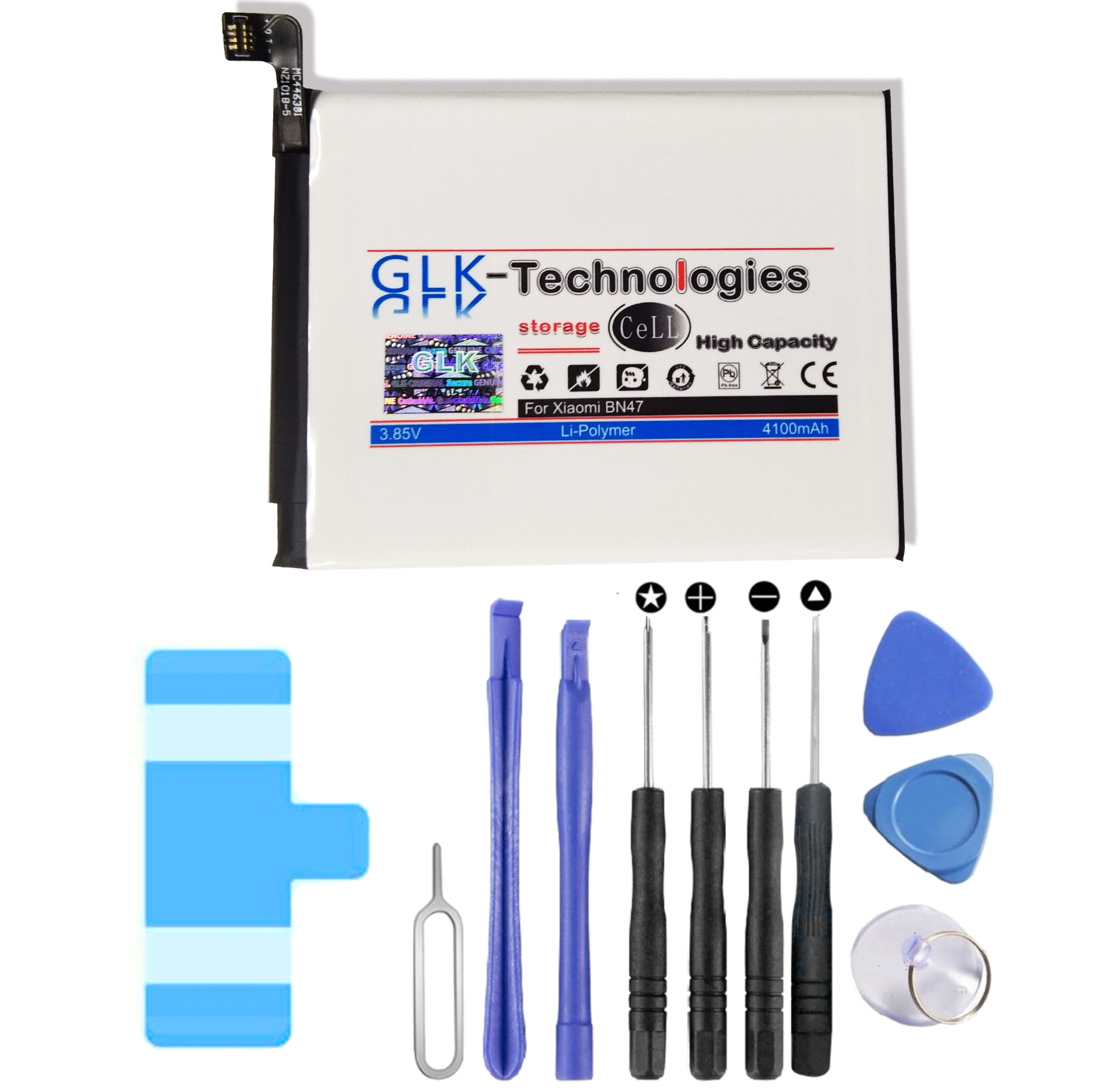 GLK-TECHNOLOGIES High Power Ersatz Akku Ersatz RedMi A2 Li-Ion Akku Lite Werkzeug für inkl. BN47 6 Xiaomi Pro Smartphone 4100 Mi Battery mAh