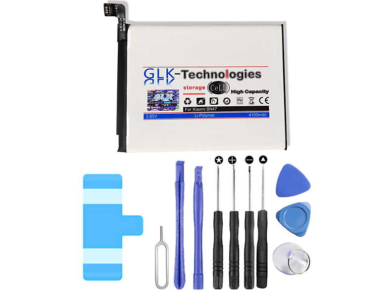 GLK-TECHNOLOGIES High Power Ersatz Akku Ersatz RedMi A2 Li-Ion Akku Lite Werkzeug für inkl. BN47 6 Xiaomi Pro Smartphone 4100 Mi Battery mAh
