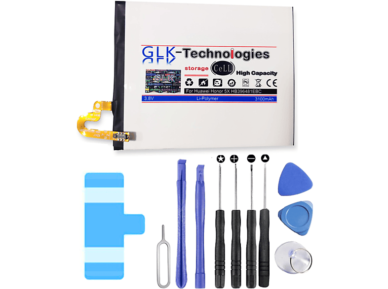 GLK-TECHNOLOGIES Akku für Huawei HB396481EBC | // 6 mAh Werkzeugset | Honor G8 Batterie Ersatz inkl Smartphone NEU 5X Li-Ion Honor | Akku 3100