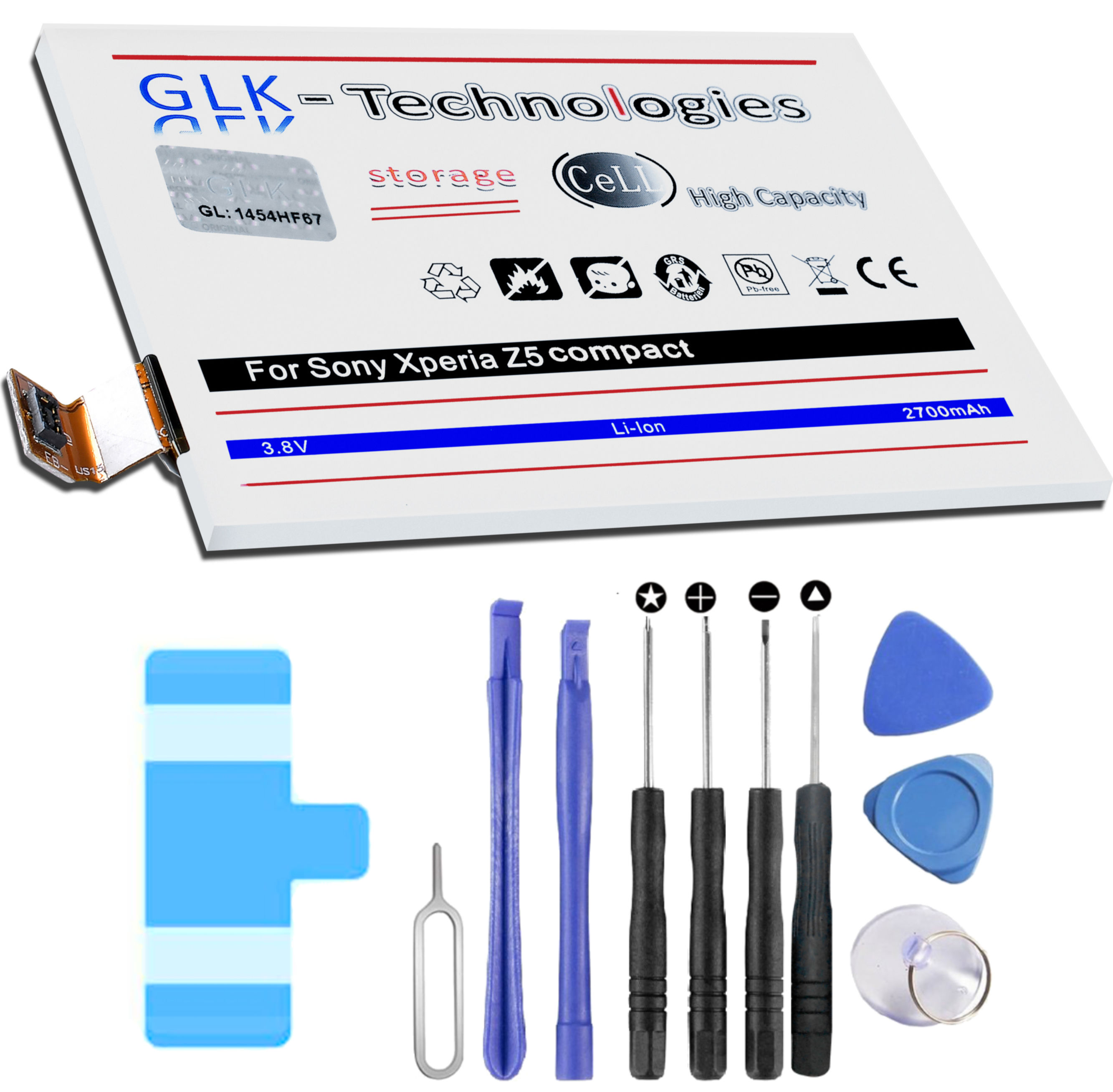 GLK-TECHNOLOGIES High Power Akku für 2700 inkl. Compact Werkzeug Xperia LIS1594ERPC Smartphone Sony Z5 Battery mAh Akku Li-Ion Ersatz