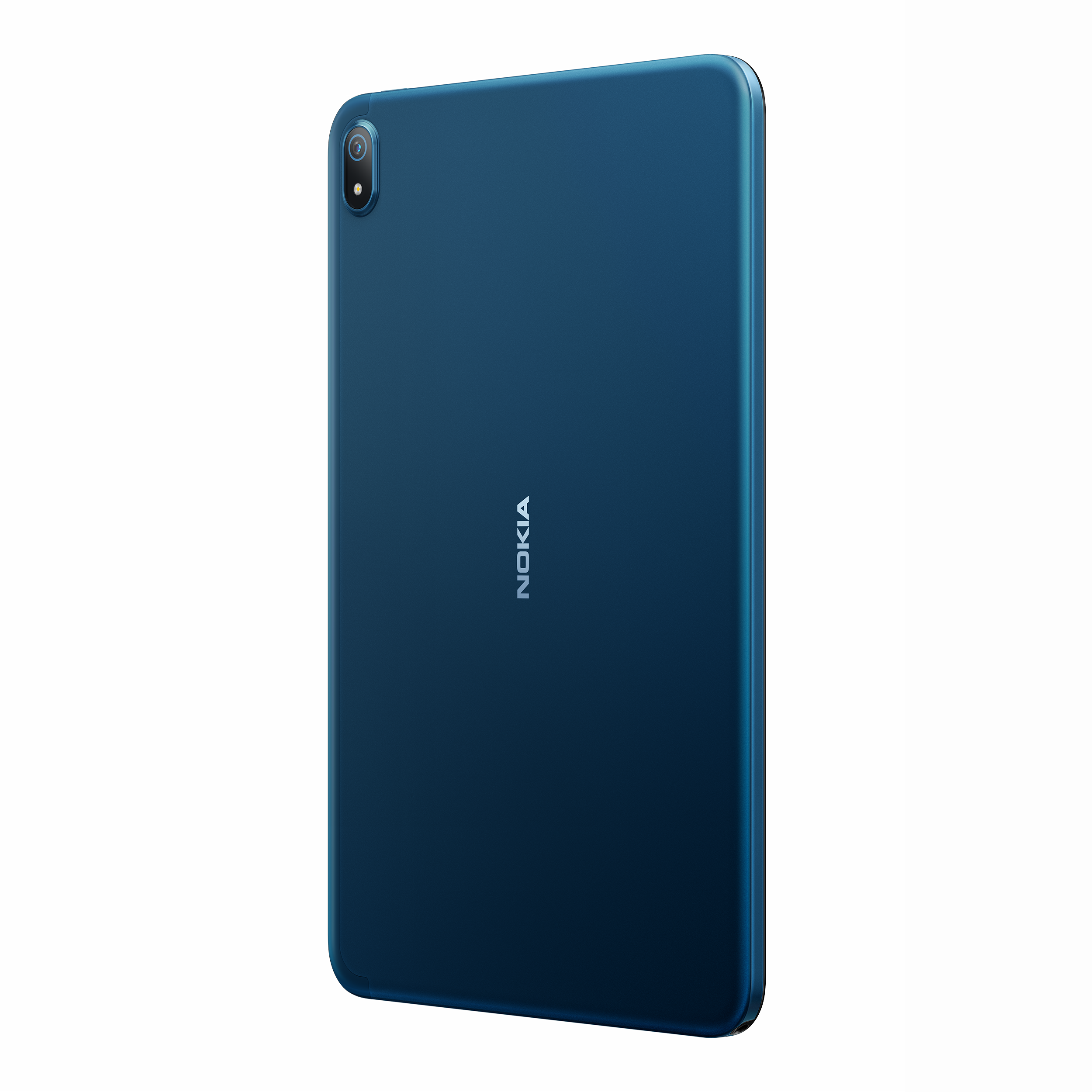 Blaues Nokia-Tablet, Rückansicht. Kamera oben links.