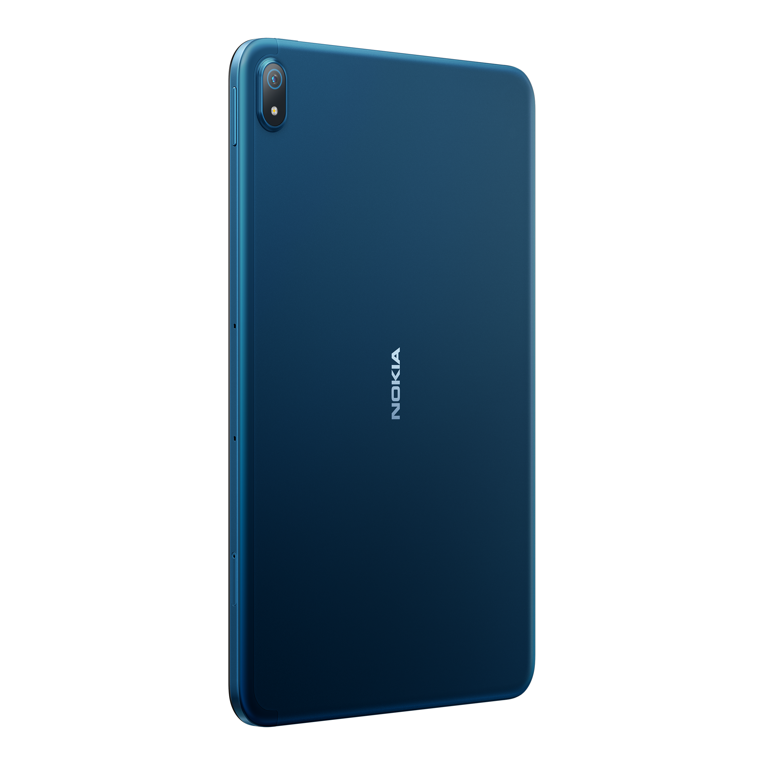 Blaues Nokia-Tablet. Die Rückseite des Tablets ist sichtbar.