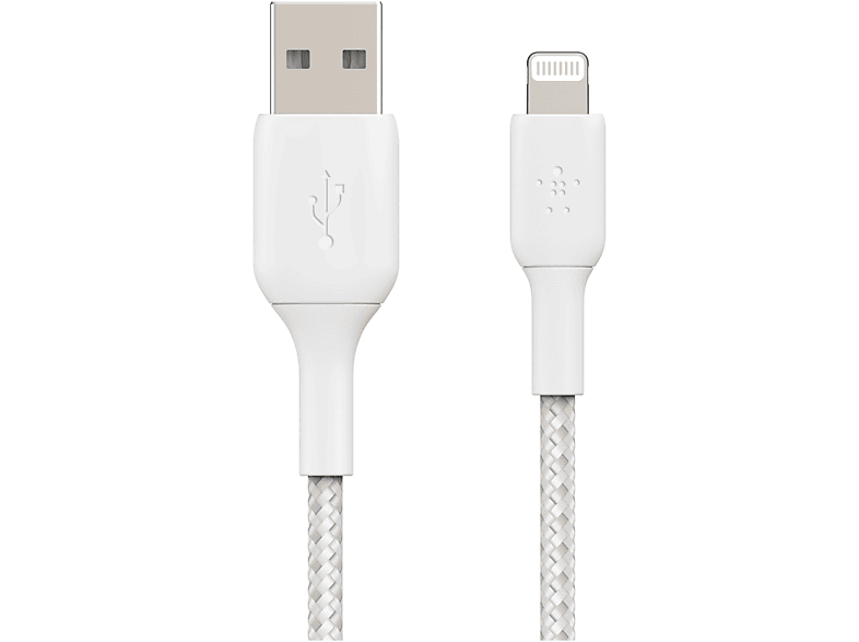 m, BELKIN 2 USB-A, CHARGE™, BOOST weiß Lightningkabel