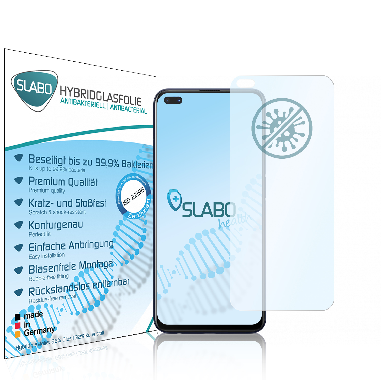 SLABO antibakterielle flexible 5G) Displayschutz(für Z Hybridglasfolie Reno4 OPPO