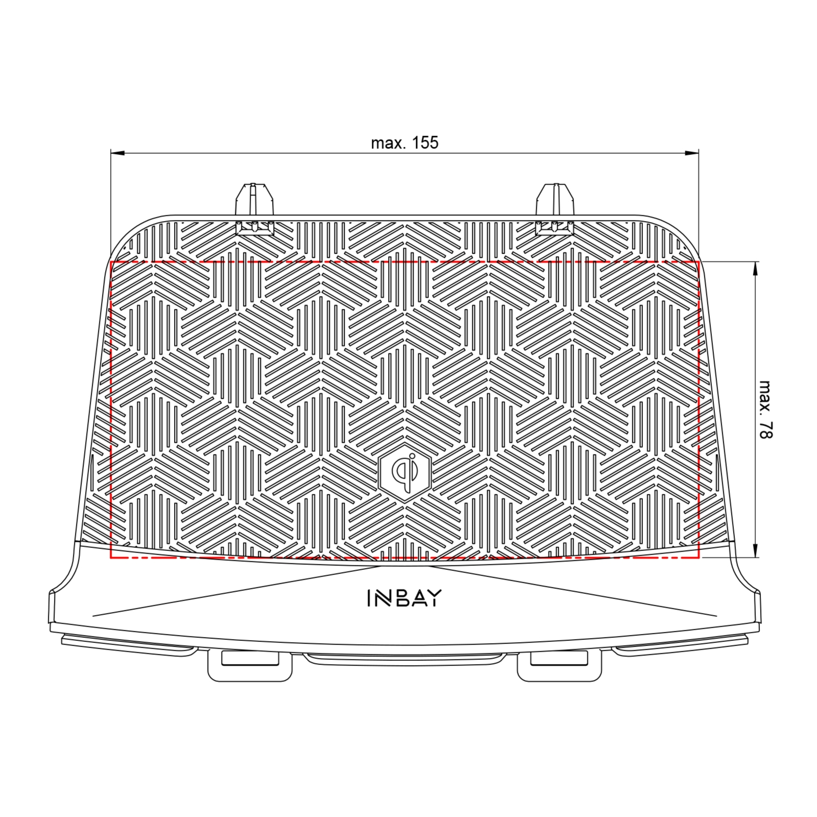 INBAY 241170-54-2 Mazda, Qi-Smartphone-Ablagefach Schwarz 5 Volt