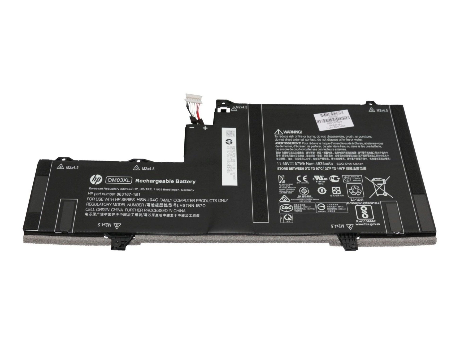 HP 863167-1B1 Original Li-Polymer Akku, Volt, 11.55 4935 mAh