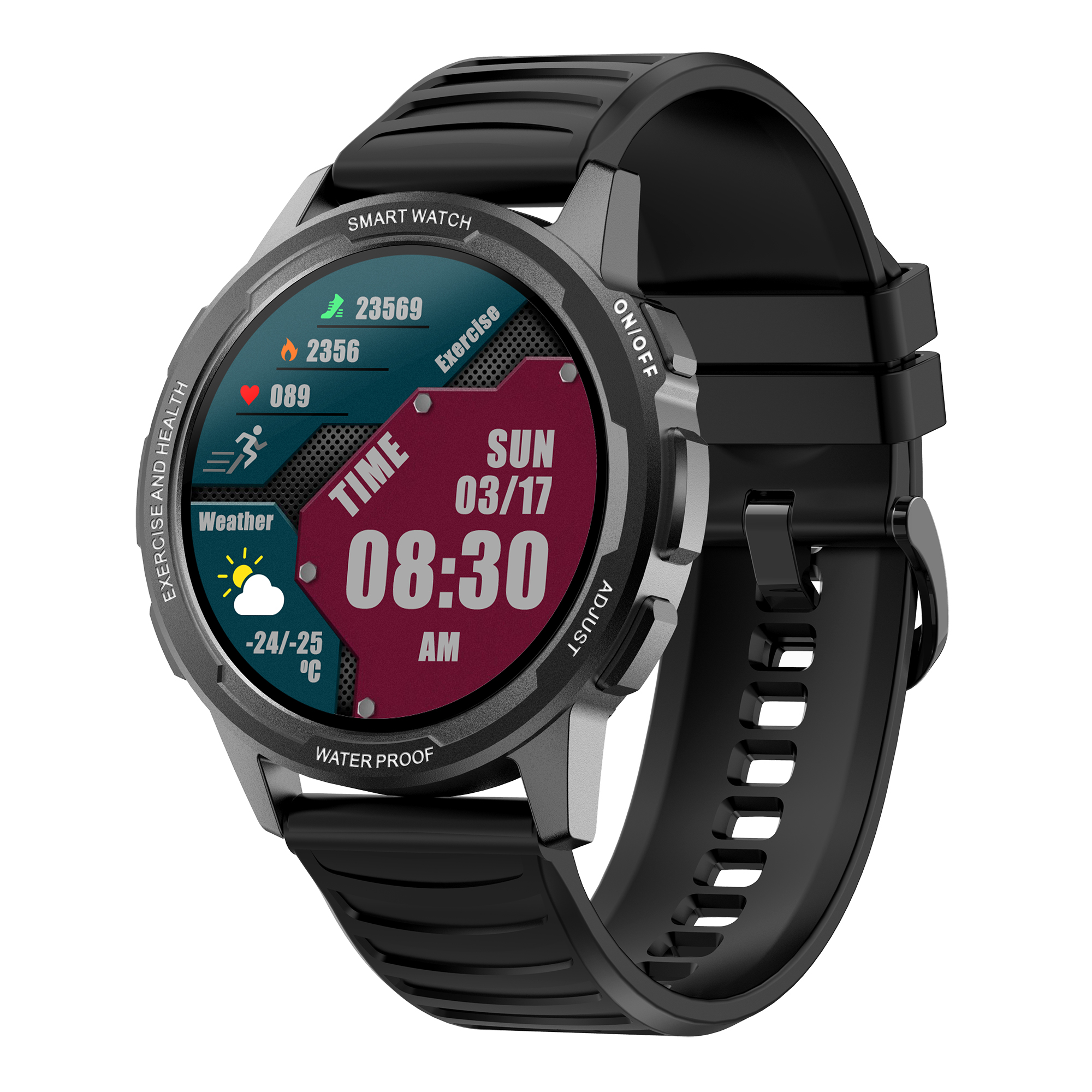 Touchscreen Smartwatch HD Schwarz Silikon, LEVOWATCH L2-Series