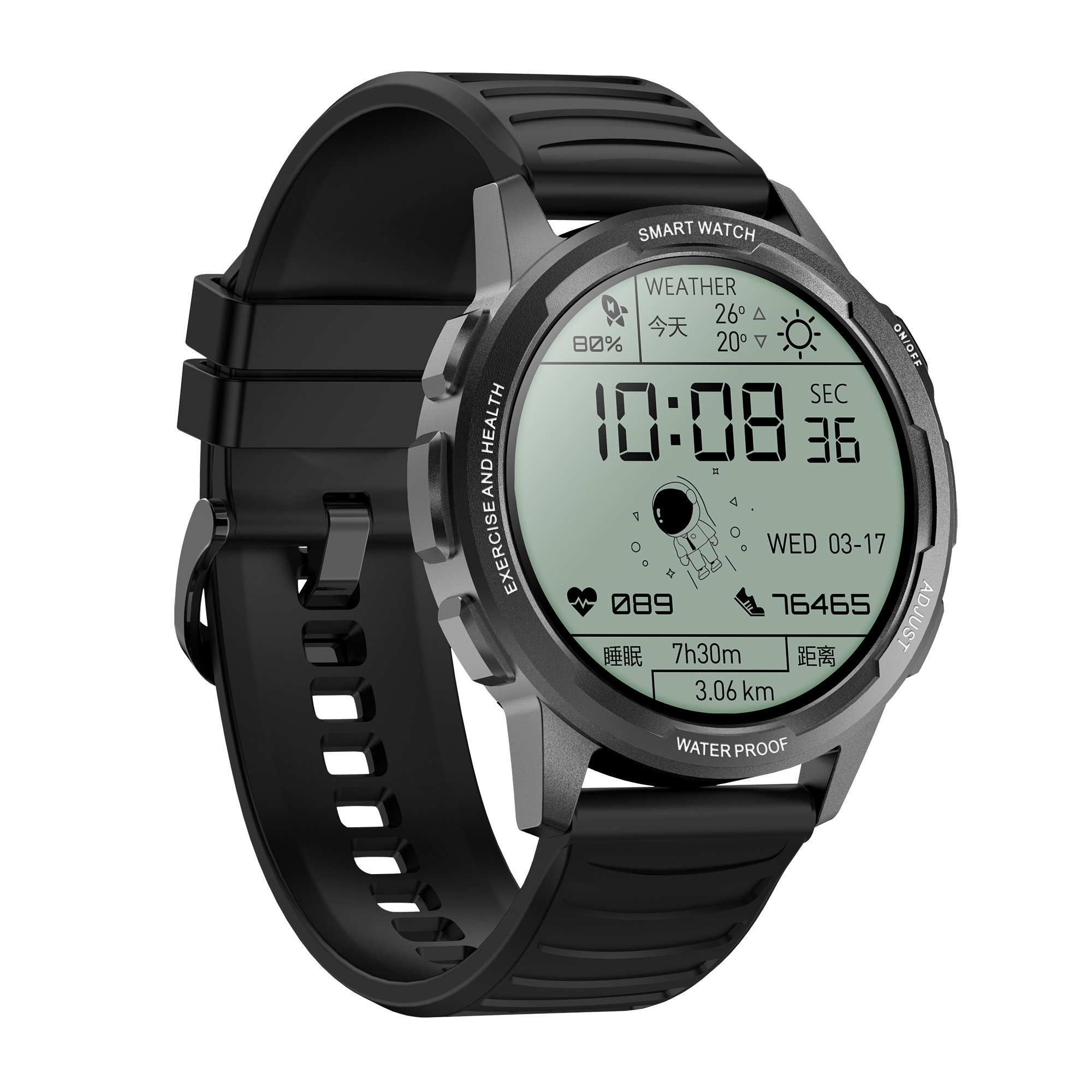 Touchscreen Smartwatch HD Schwarz Silikon, LEVOWATCH L2-Series