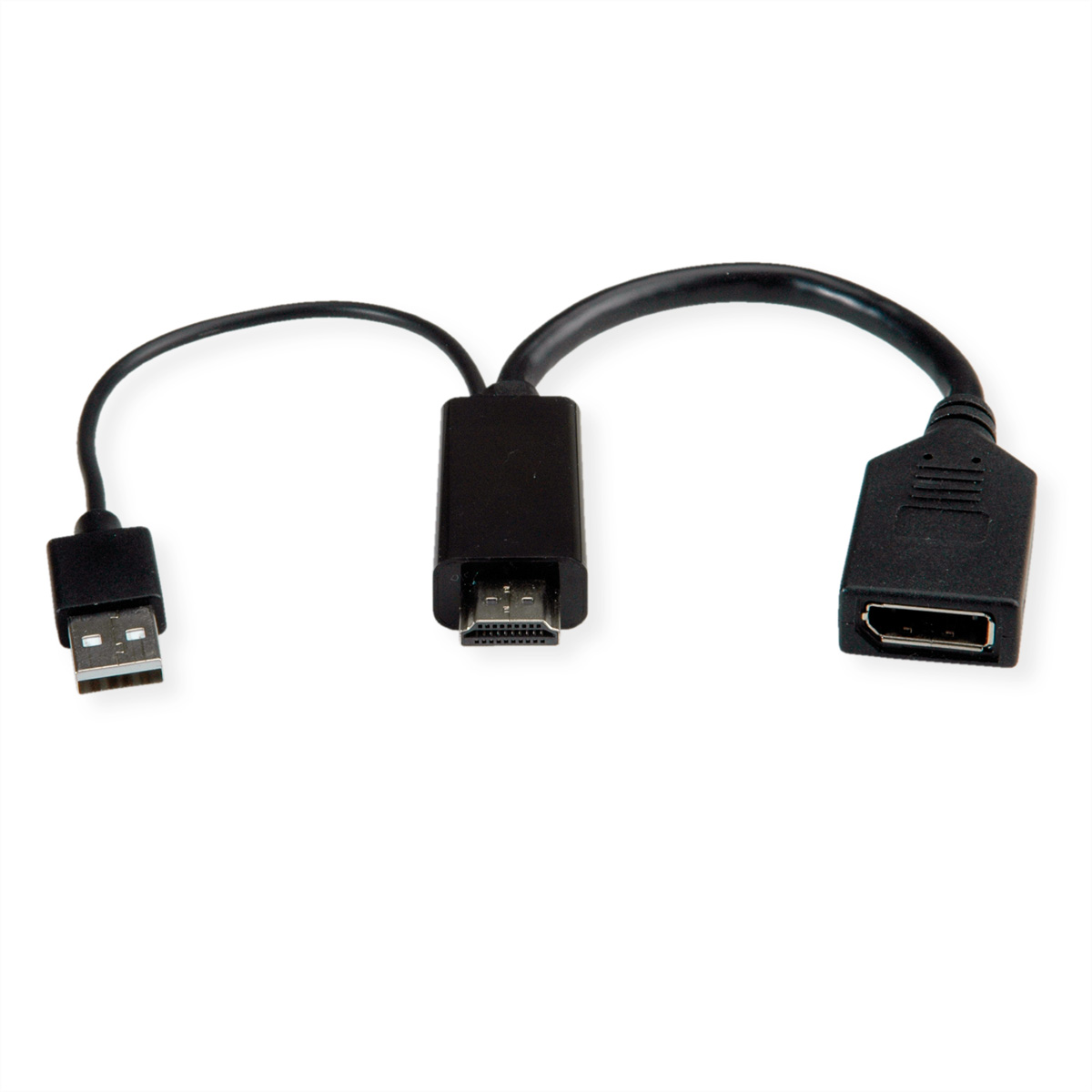 Cavo adattatore USB a HDMI/DisplayPort nero con connettore USB.