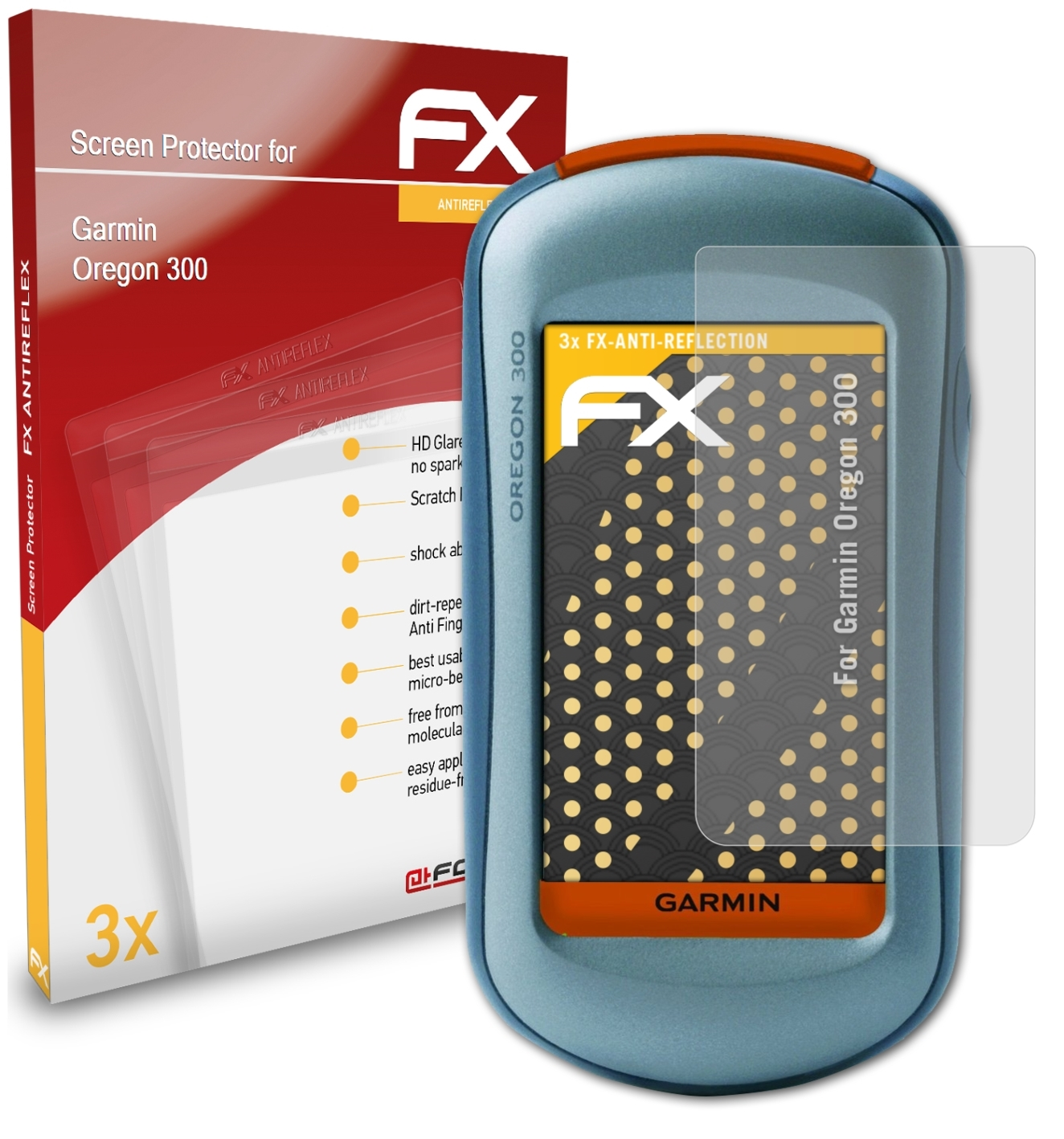 ATFOLIX 3x Garmin 300) FX-Antireflex Oregon Displayschutz(für