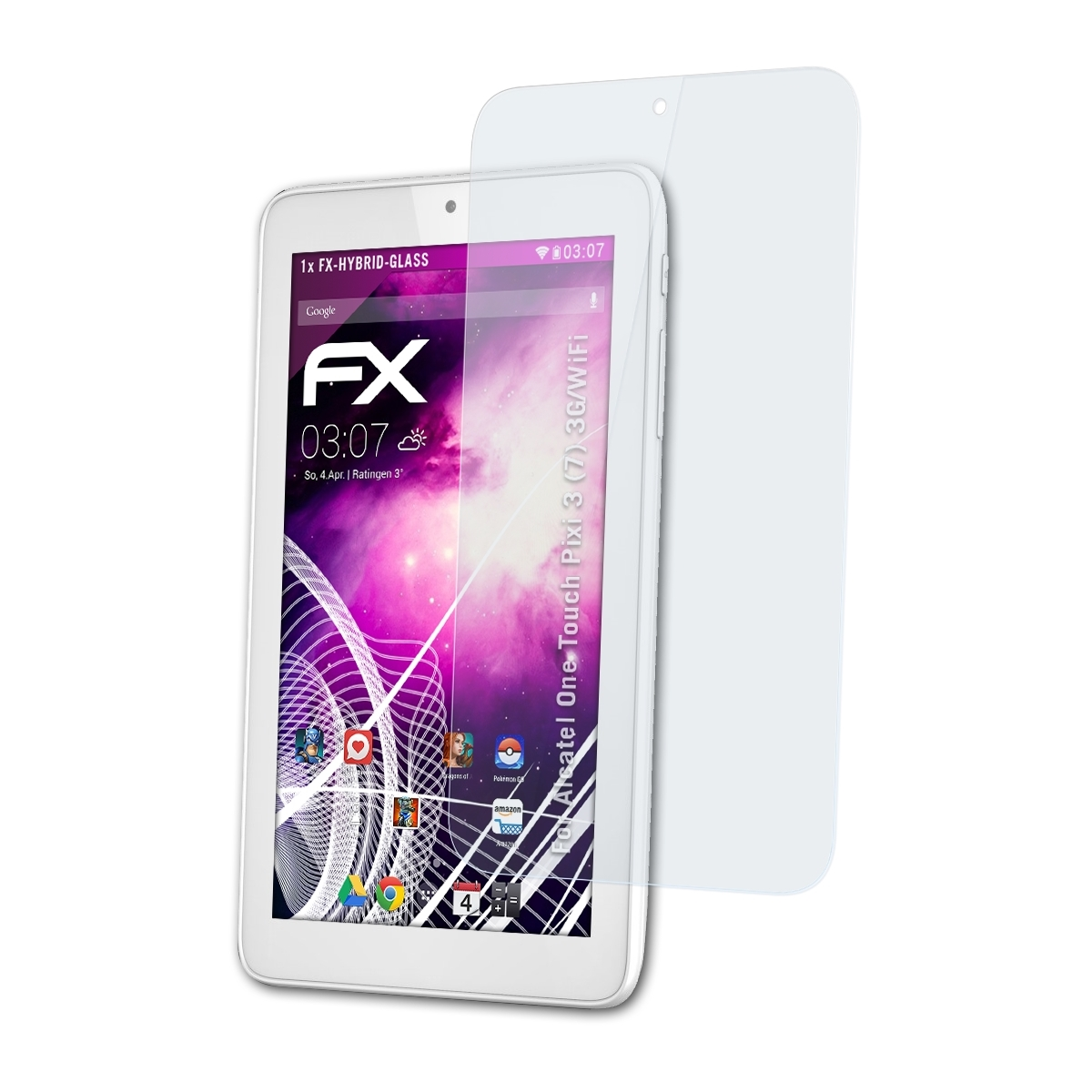 ATFOLIX (7) FX-Hybrid-Glass Schutzglas(für Pixi One Touch Alcatel (3G/WiFi)) 3