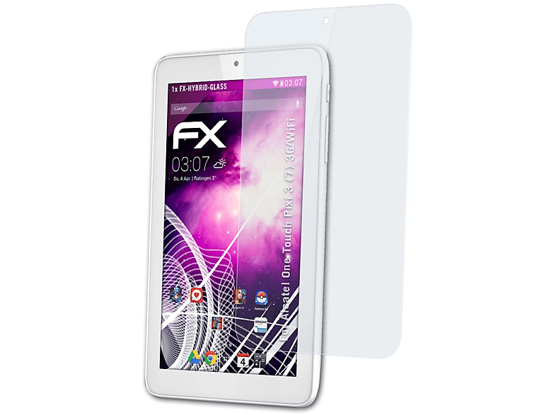 Touch Schutzglas(für Alcatel (3G/WiFi)) Pixi ATFOLIX (7) 3 One FX-Hybrid-Glass