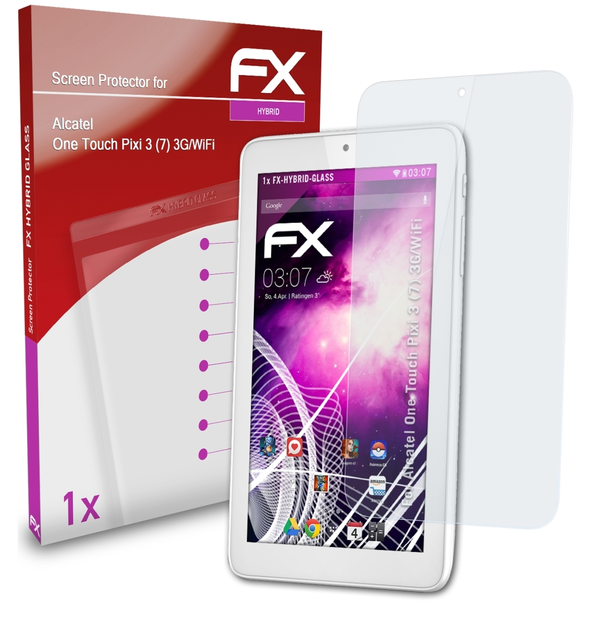 ATFOLIX FX-Hybrid-Glass Schutzglas(für Alcatel (3G/WiFi)) (7) Pixi One 3 Touch