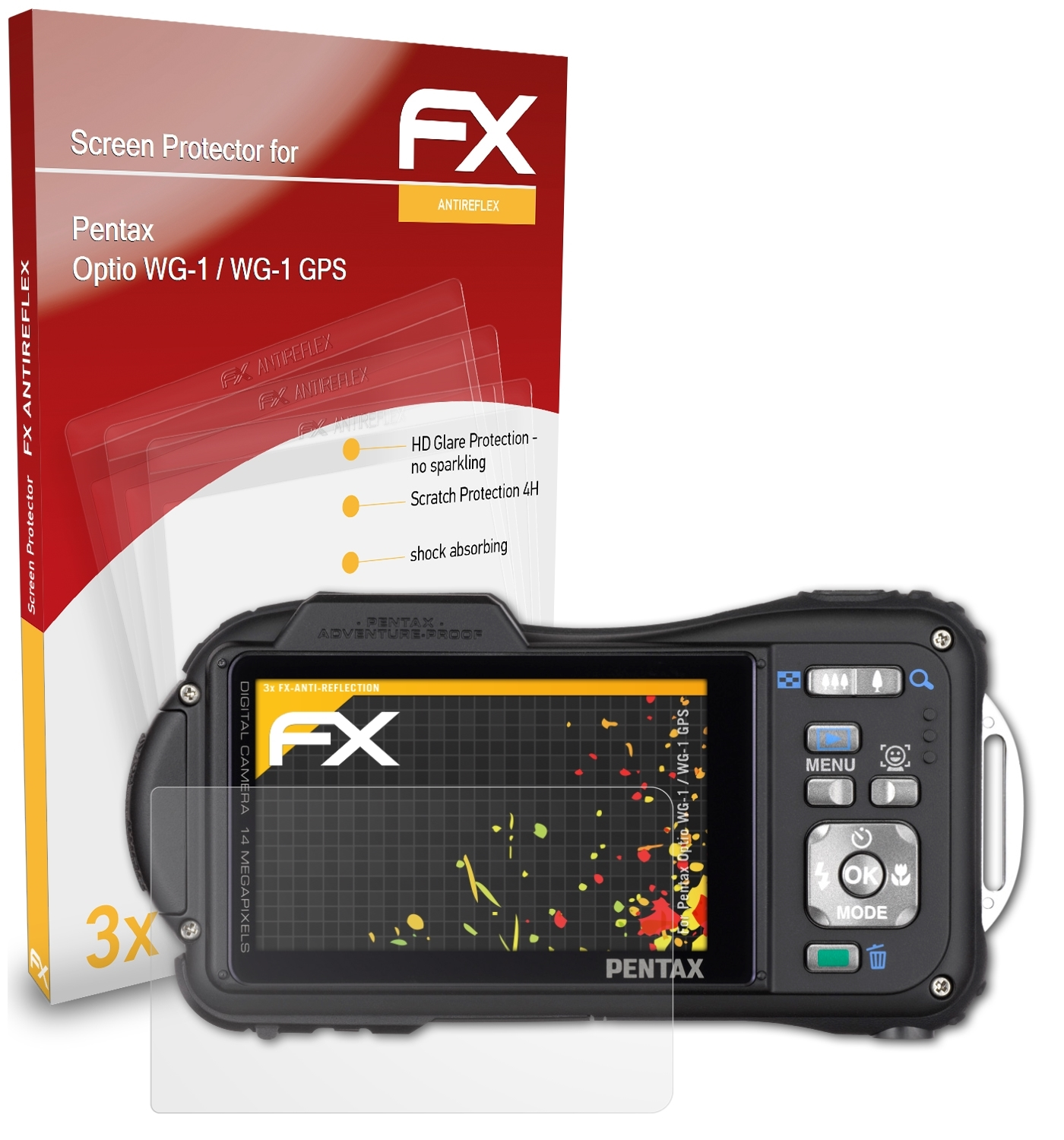 / GPS) FX-Antireflex 3x Pentax ATFOLIX Optio Displayschutz(für WG-1 WG-1