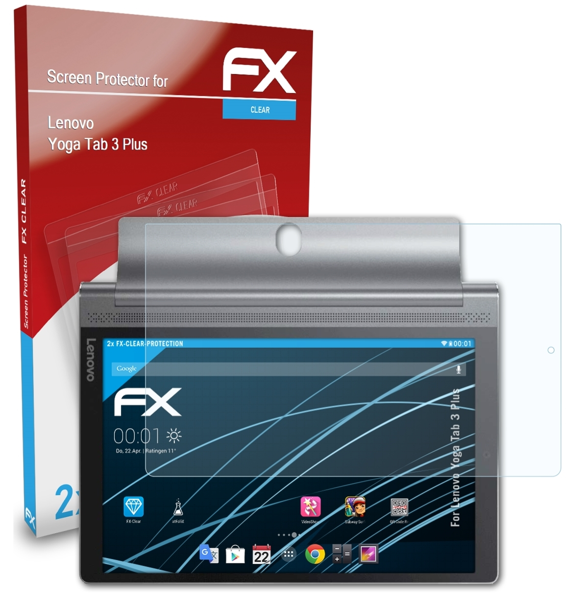 2x 3 Tab ATFOLIX Displayschutz(für FX-Clear Yoga Plus) Lenovo
