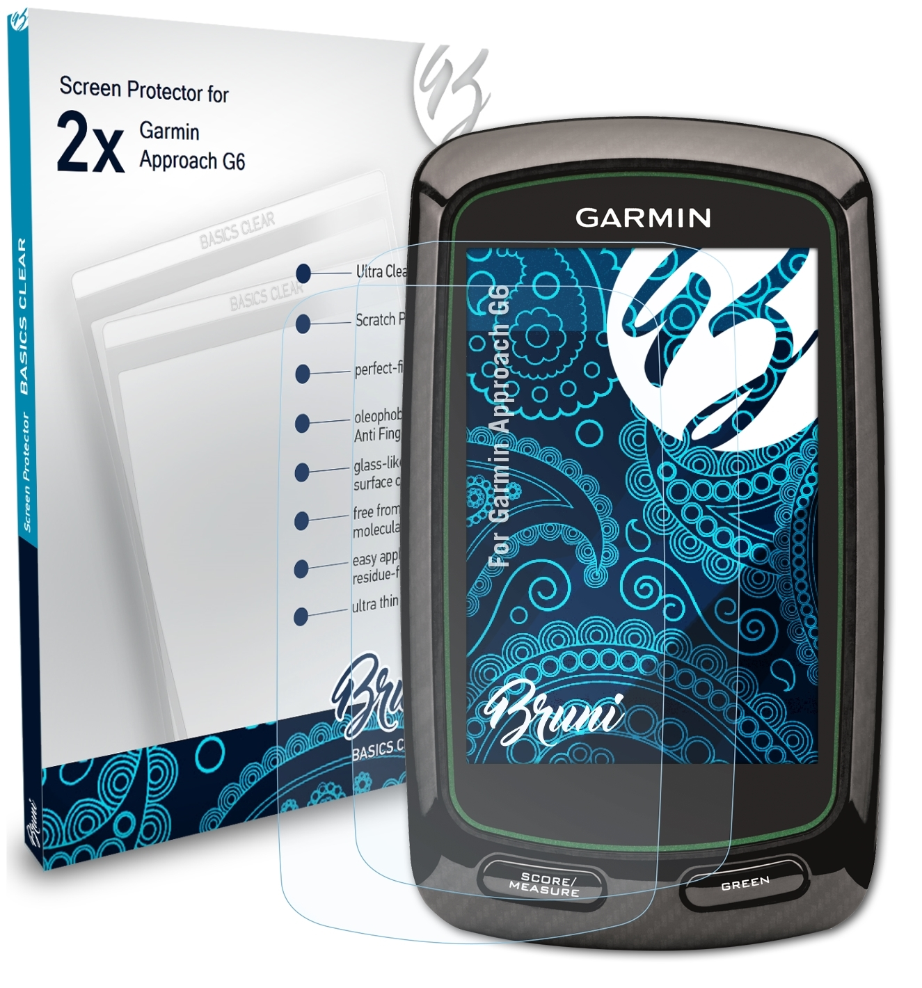 BRUNI Garmin Basics-Clear G6) Schutzfolie(für Approach 2x