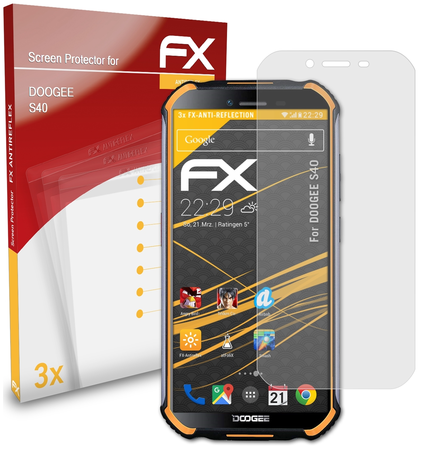 ATFOLIX 3x FX-Antireflex Displayschutz(für Doogee S40)