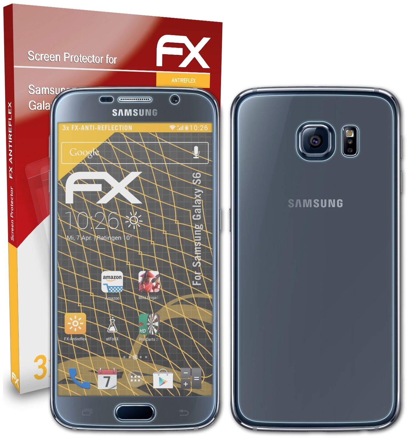 ATFOLIX 3x FX-Antireflex Samsung S6) Galaxy Displayschutz(für