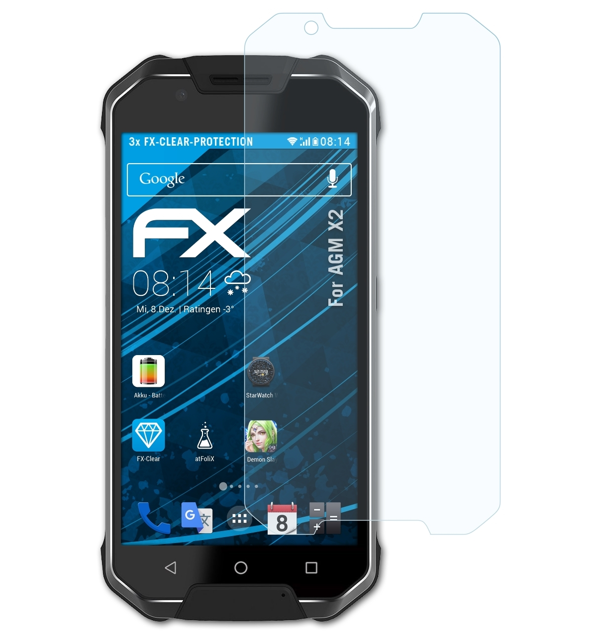 ATFOLIX 3x FX-Clear Displayschutz(für X2) AGM