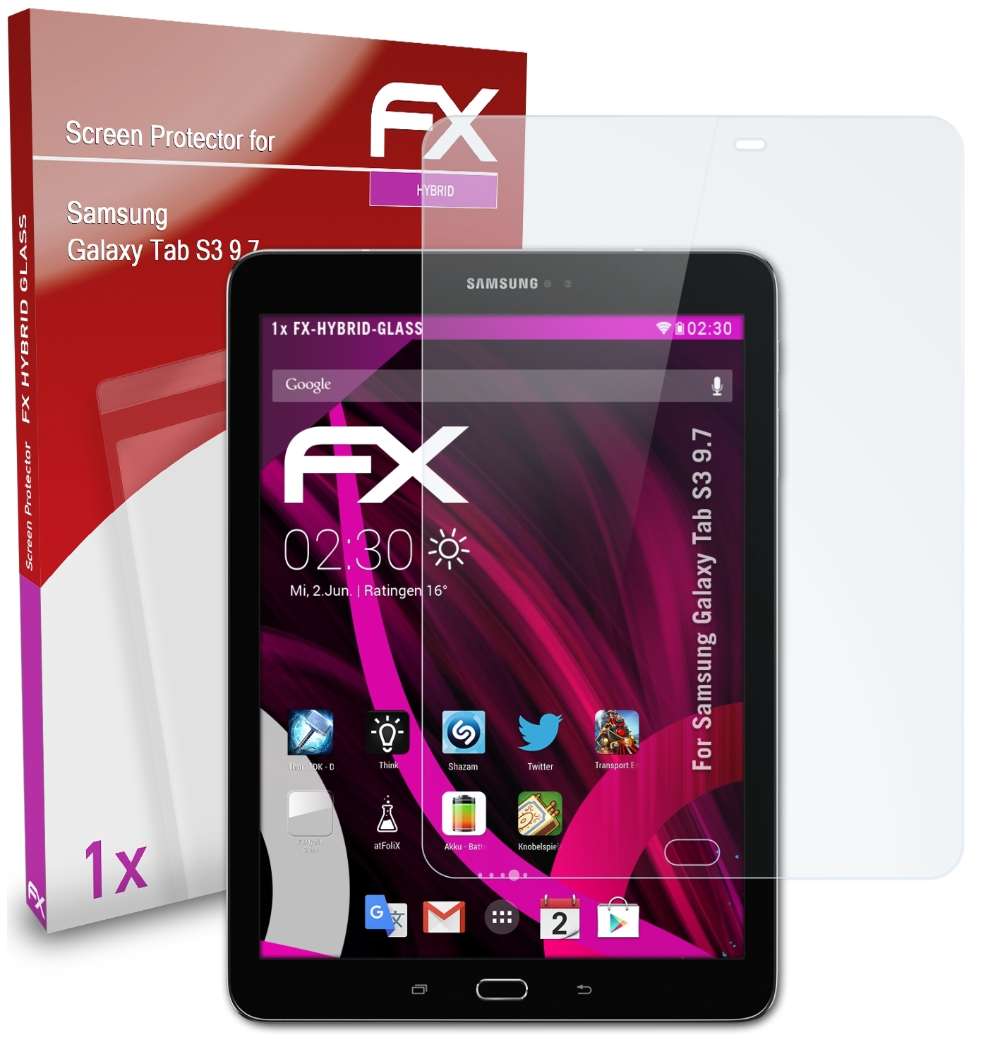 ATFOLIX FX-Hybrid-Glass Galaxy Tab Schutzglas(für S3 Samsung 9.7)