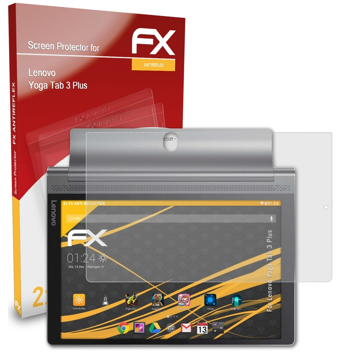 Plus) Displayschutz(für ATFOLIX Tab 2x Yoga 3 FX-Antireflex Lenovo