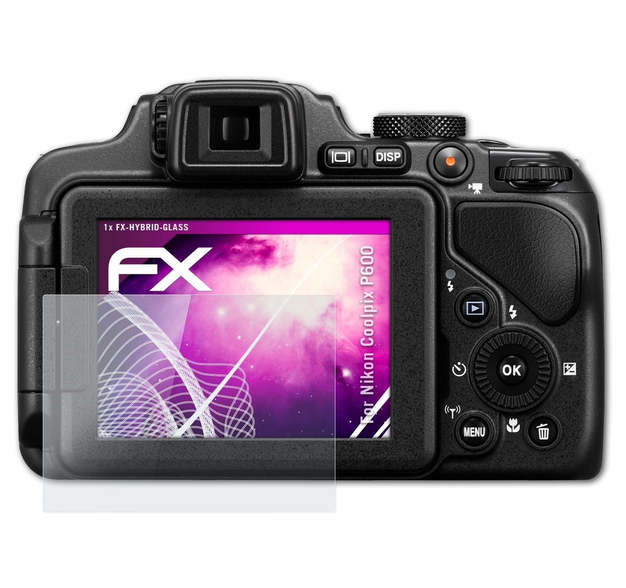 FX-Hybrid-Glass ATFOLIX Coolpix Nikon P600) Schutzglas(für