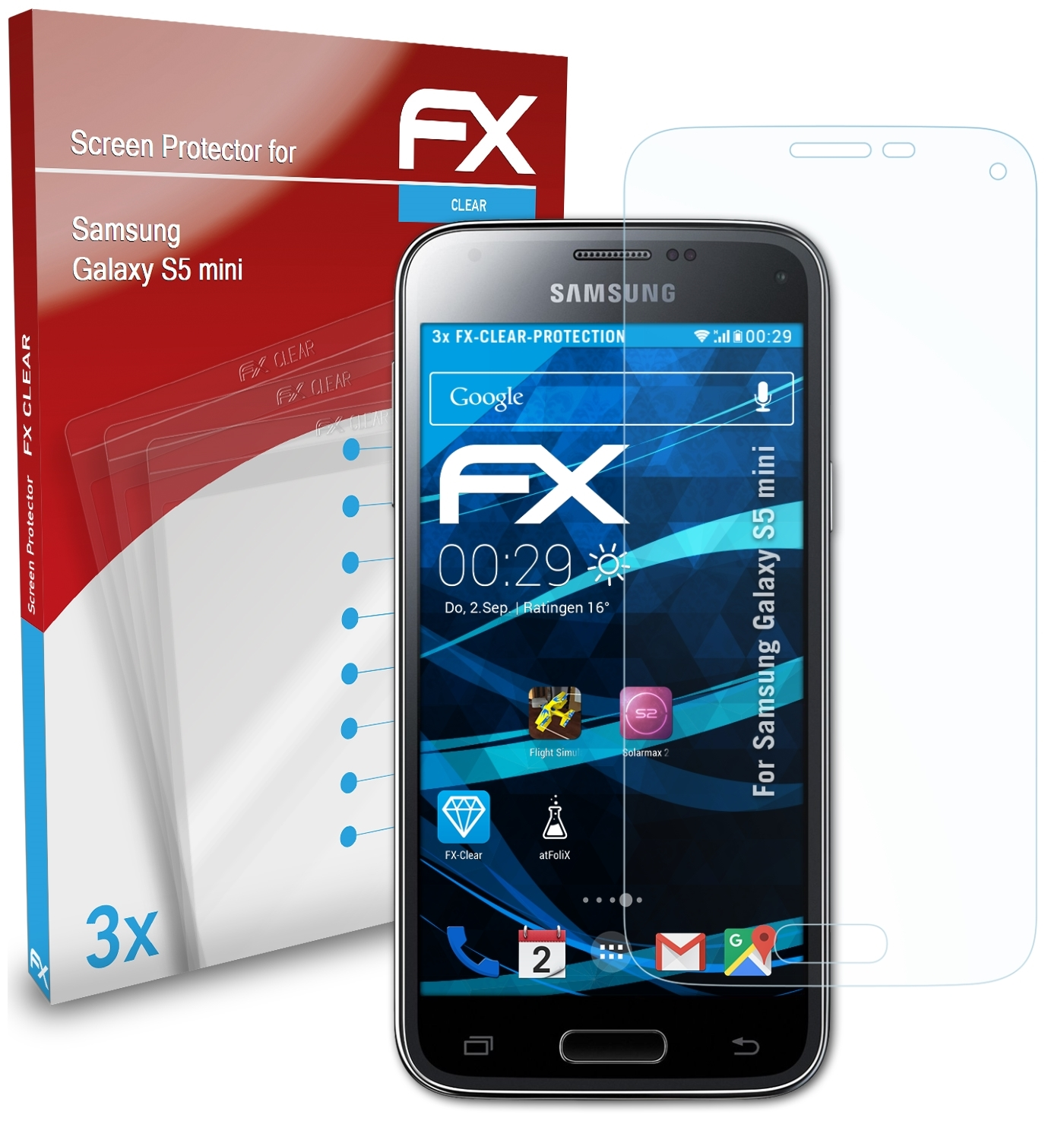 S5 Displayschutz(für Galaxy mini) Samsung 3x FX-Clear ATFOLIX