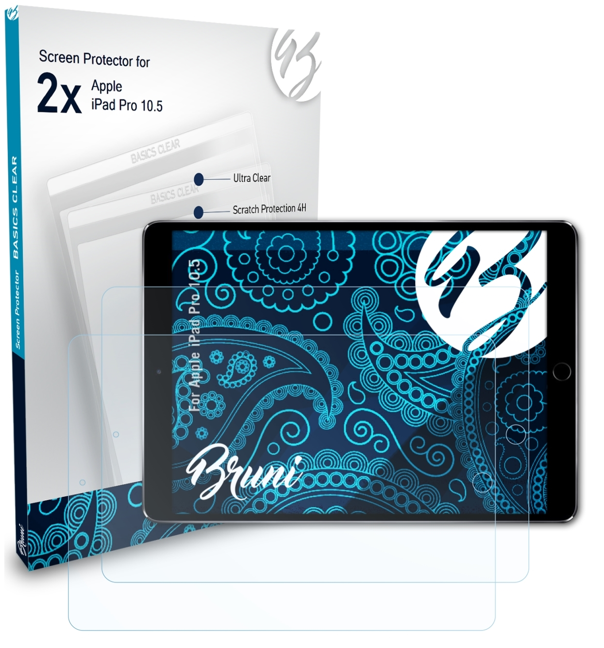 BRUNI 2x Basics-Clear 10.5) Pro Schutzfolie(für iPad Apple