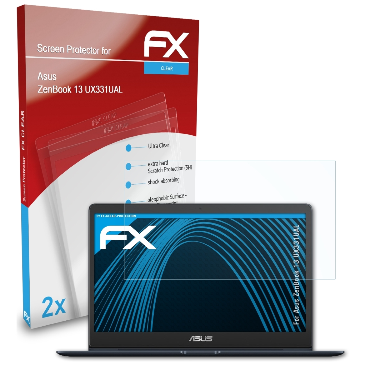 2x (UX331UAL)) Displayschutz(für 13 ATFOLIX Asus ZenBook FX-Clear