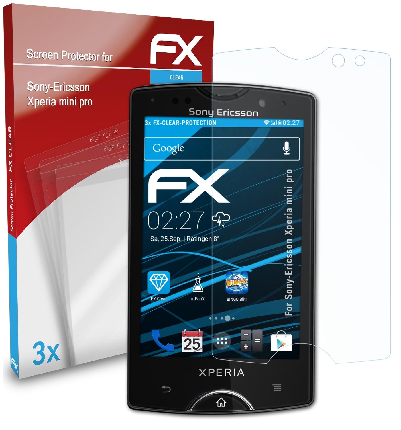 ATFOLIX 3x FX-Clear Displayschutz(für mini Xperia Sony-Ericsson pro)