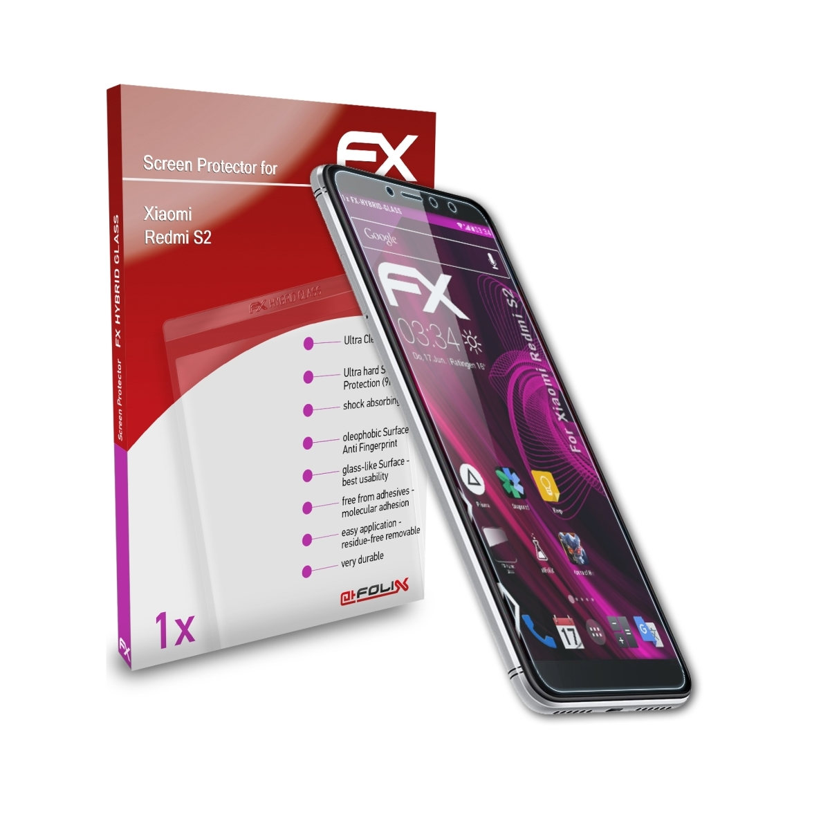 ATFOLIX FX-Hybrid-Glass S2) Redmi Schutzglas(für Xiaomi